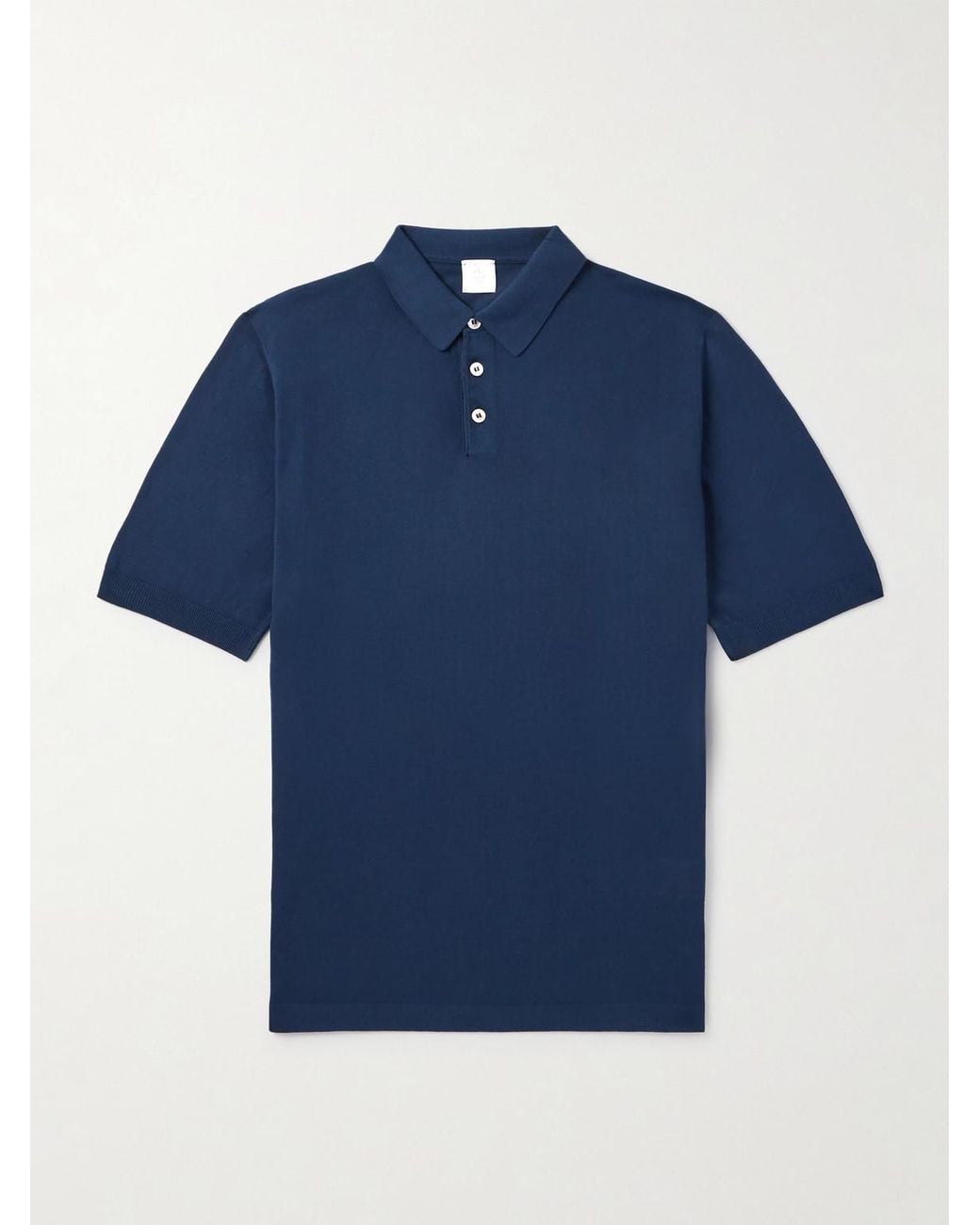Eleventy Blue Garment-Dyed Cotton Polo Shirt for men