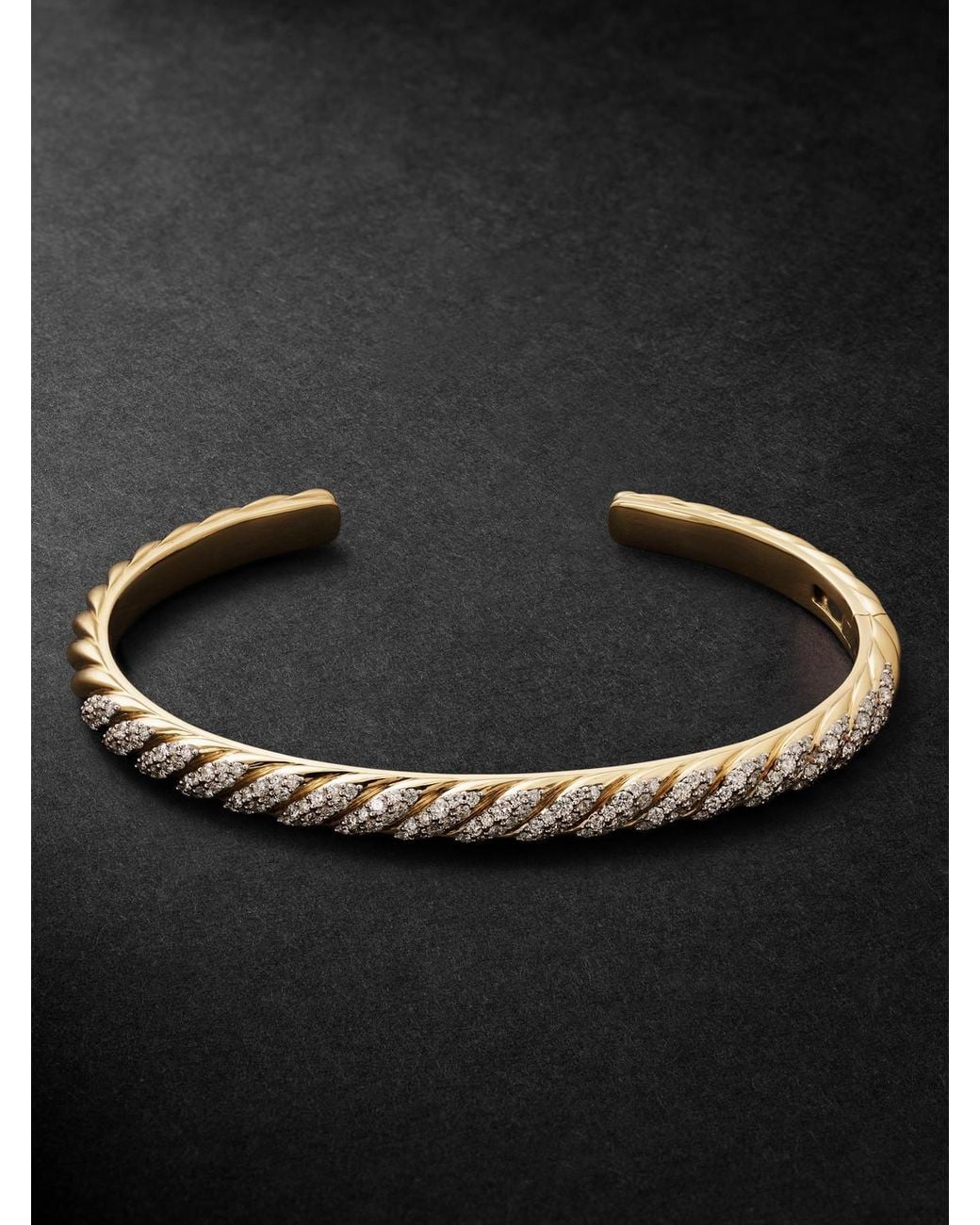 David Yurman Black Sculpted Cable 18-karat Gold Diamond Cuff for men