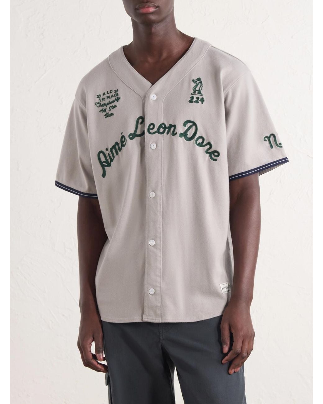 Aimé Leon Dore Gray Logo-embroidered Cotton Shirt for men