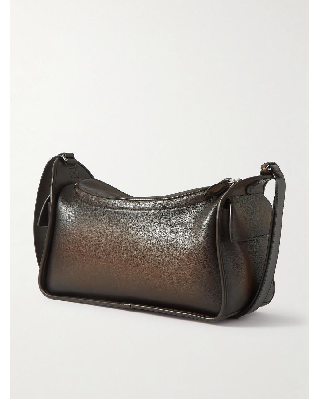 Berluti Gray Périple Barrel Scritto Venezia Leather Softy Messenger Bag for men