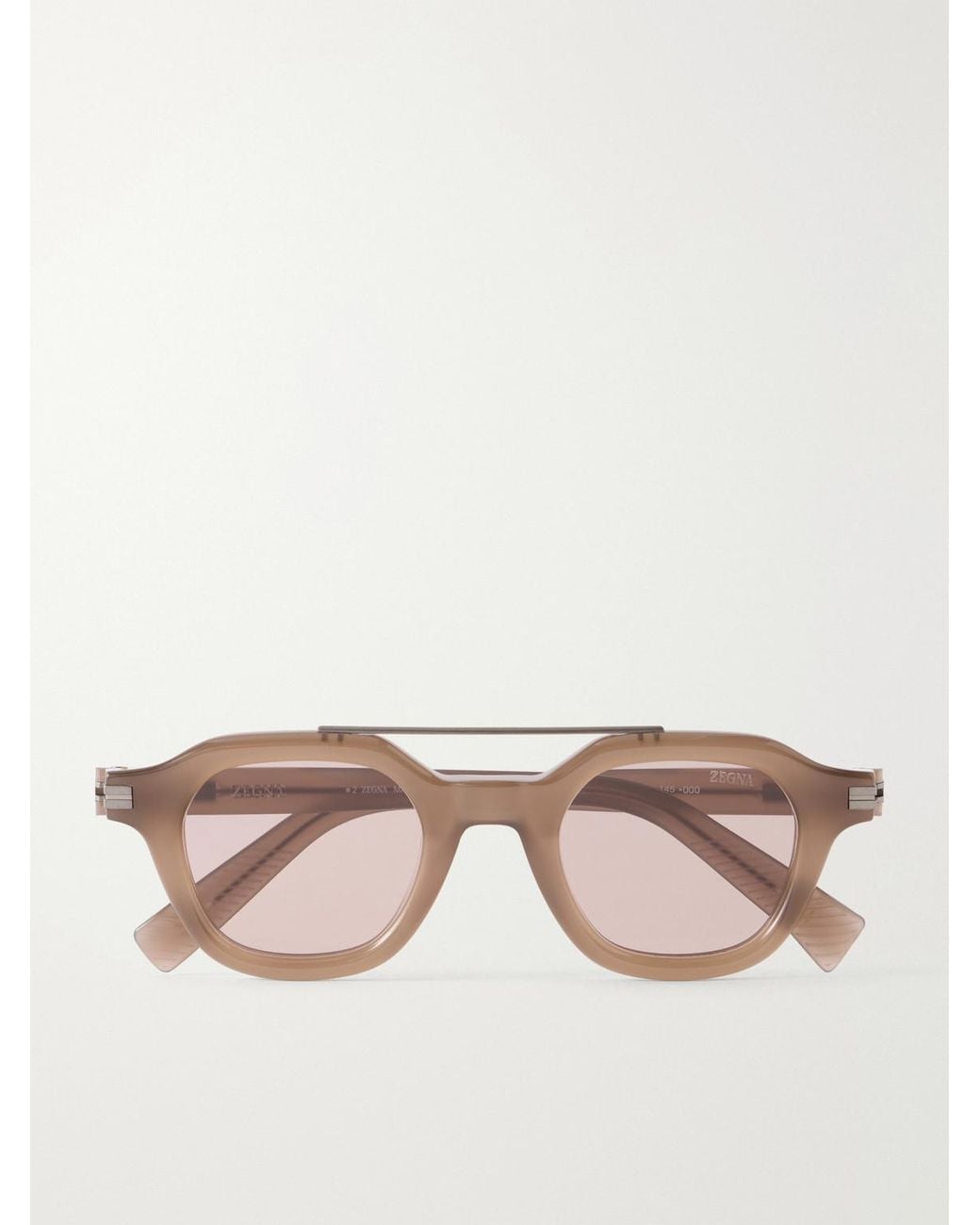 Zegna Pink Aviator-Style Acetate Sunglasses for men