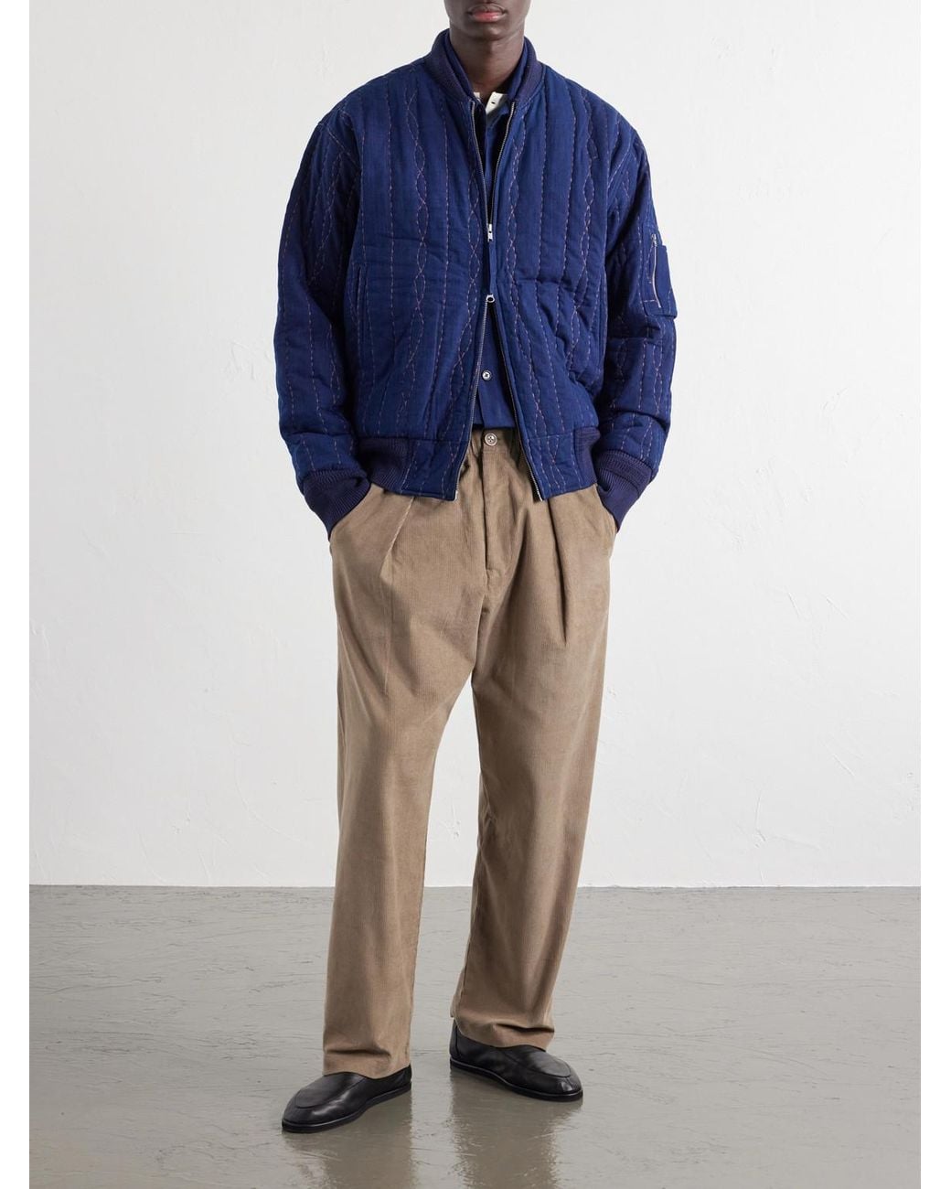 Kardo Blue Max Embroidered Cotton Bomber Jacket for men
