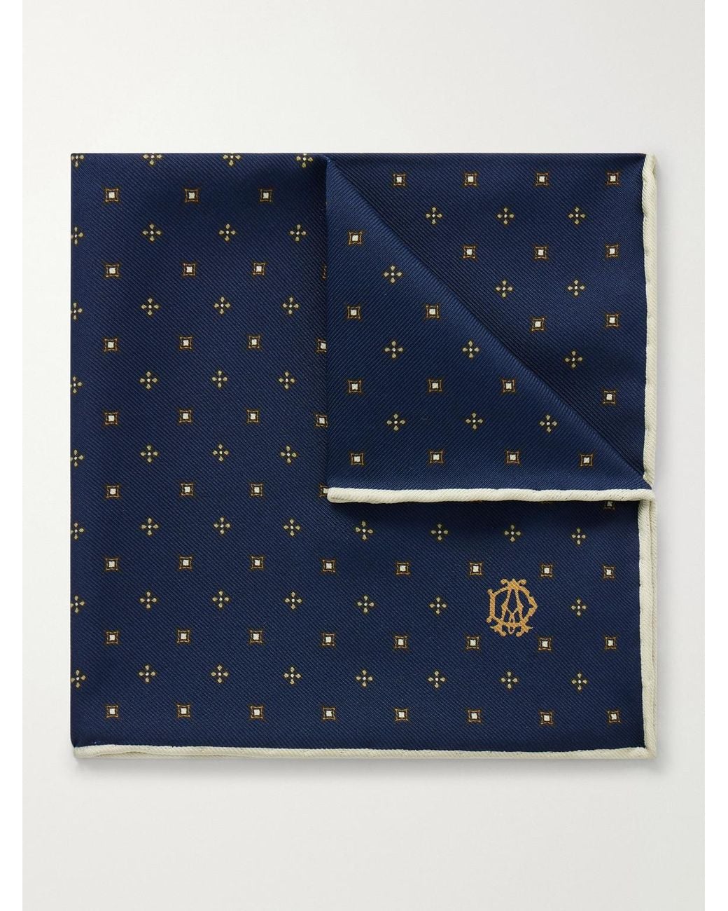 Dunhill Blue Floral-Jacquard Silk Pocket Square for men