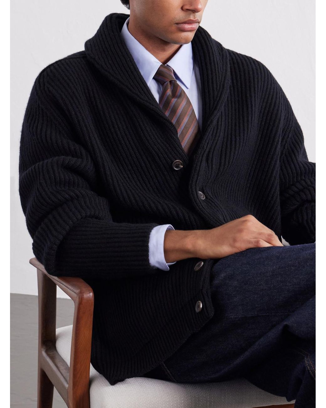 Begg x Co Blue Yacht Cashmere Cardigan for men