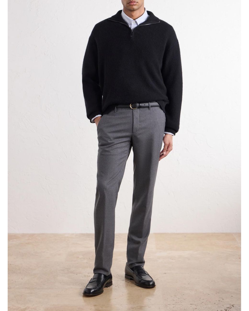 Slowear Gray Straight-Leg Wool-Blend Tekno Flannel Trousers for men