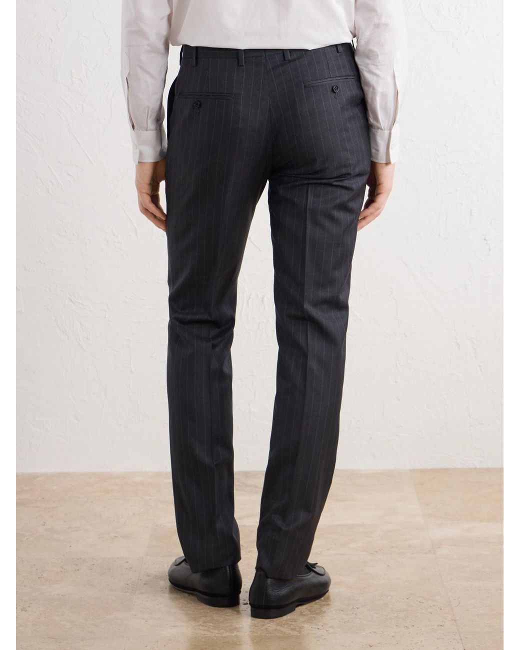 Kiton Blue Straight-Leg Pinstriped Wool Suit Trousers for men
