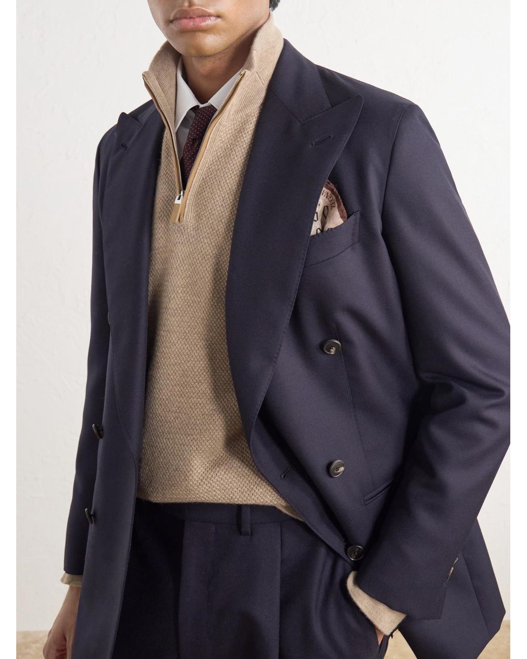 Zegna Natural Oasi Cashmere Half-Zip Sweater for men