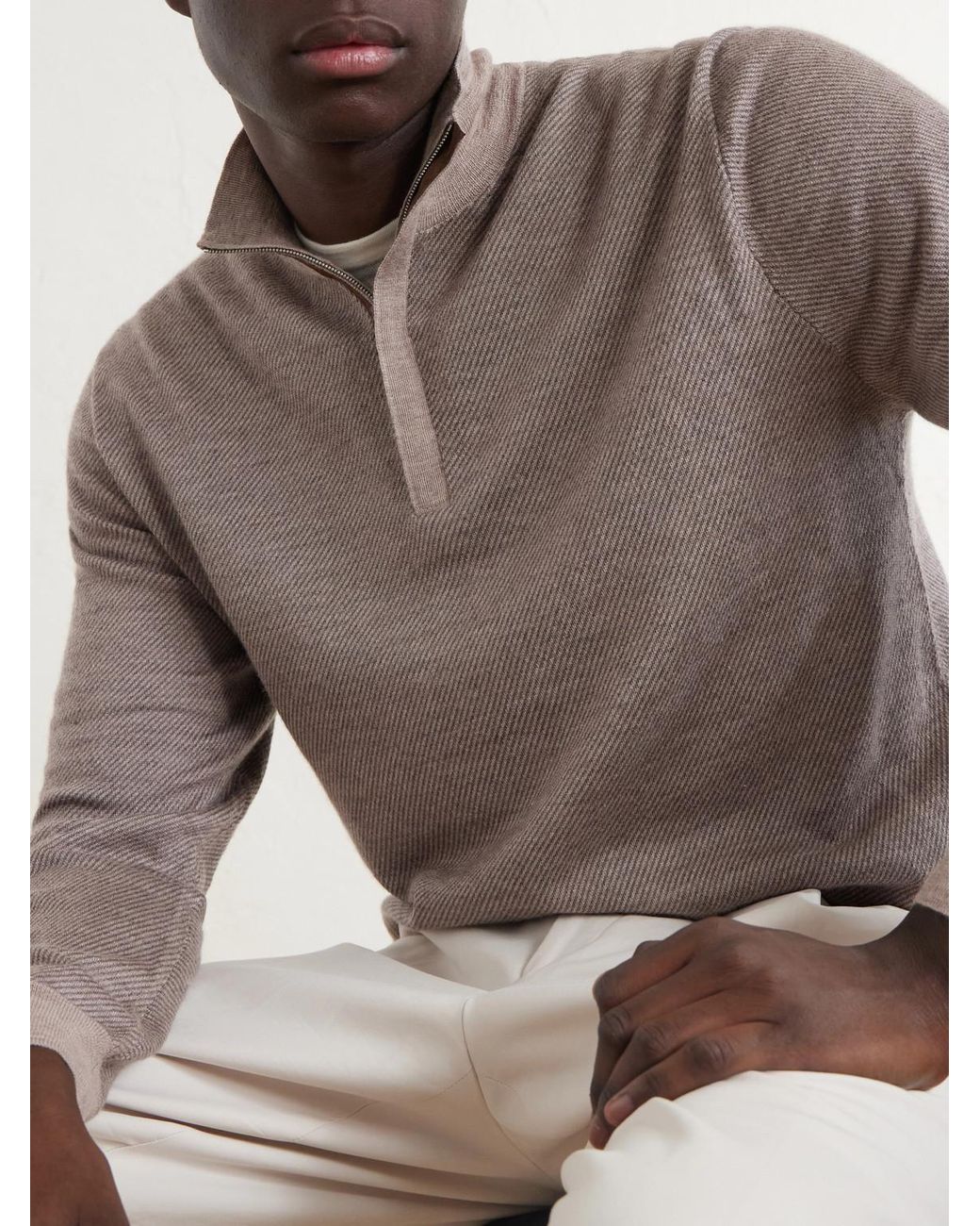 N.Peal Cashmere Gray Cashmere And Silk-Blend Shirt for men