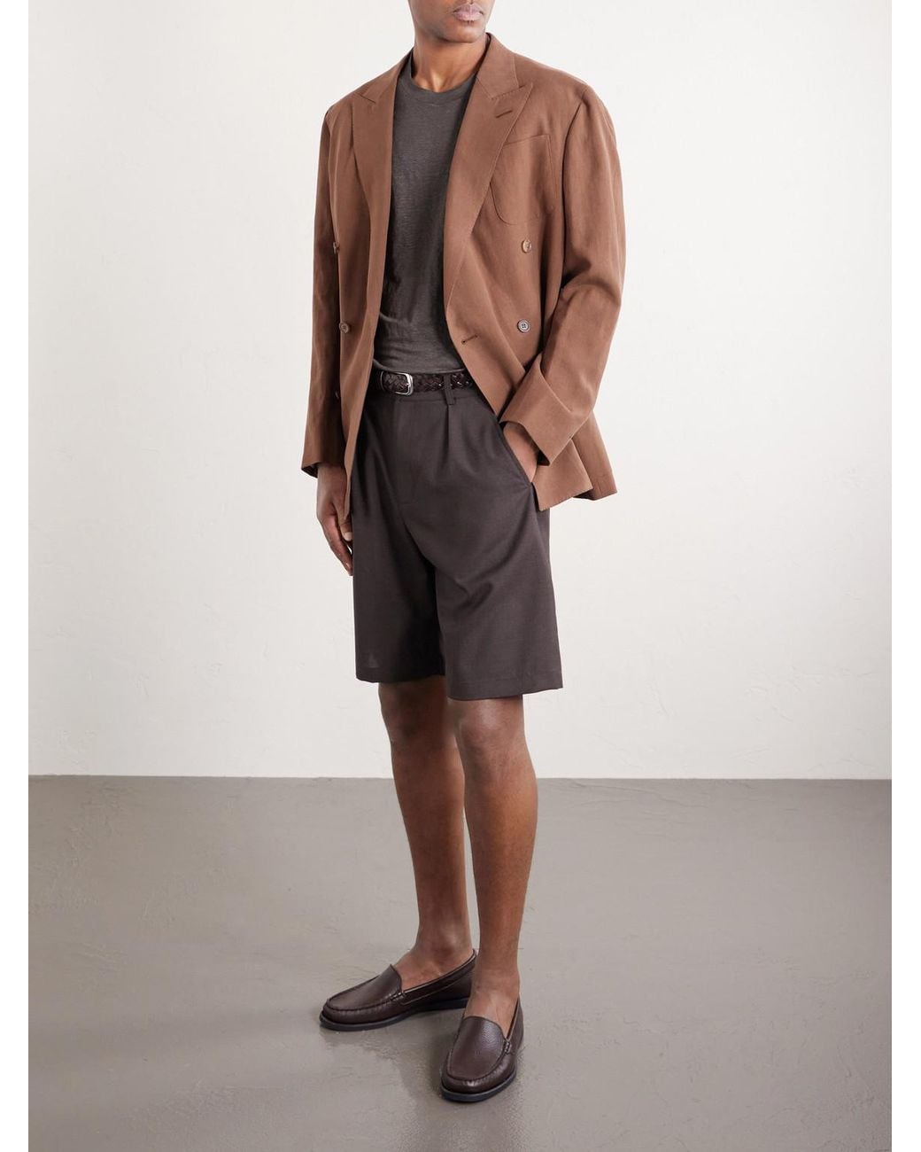Thom Sweeney Gray Linen-blend T-shirt for men
