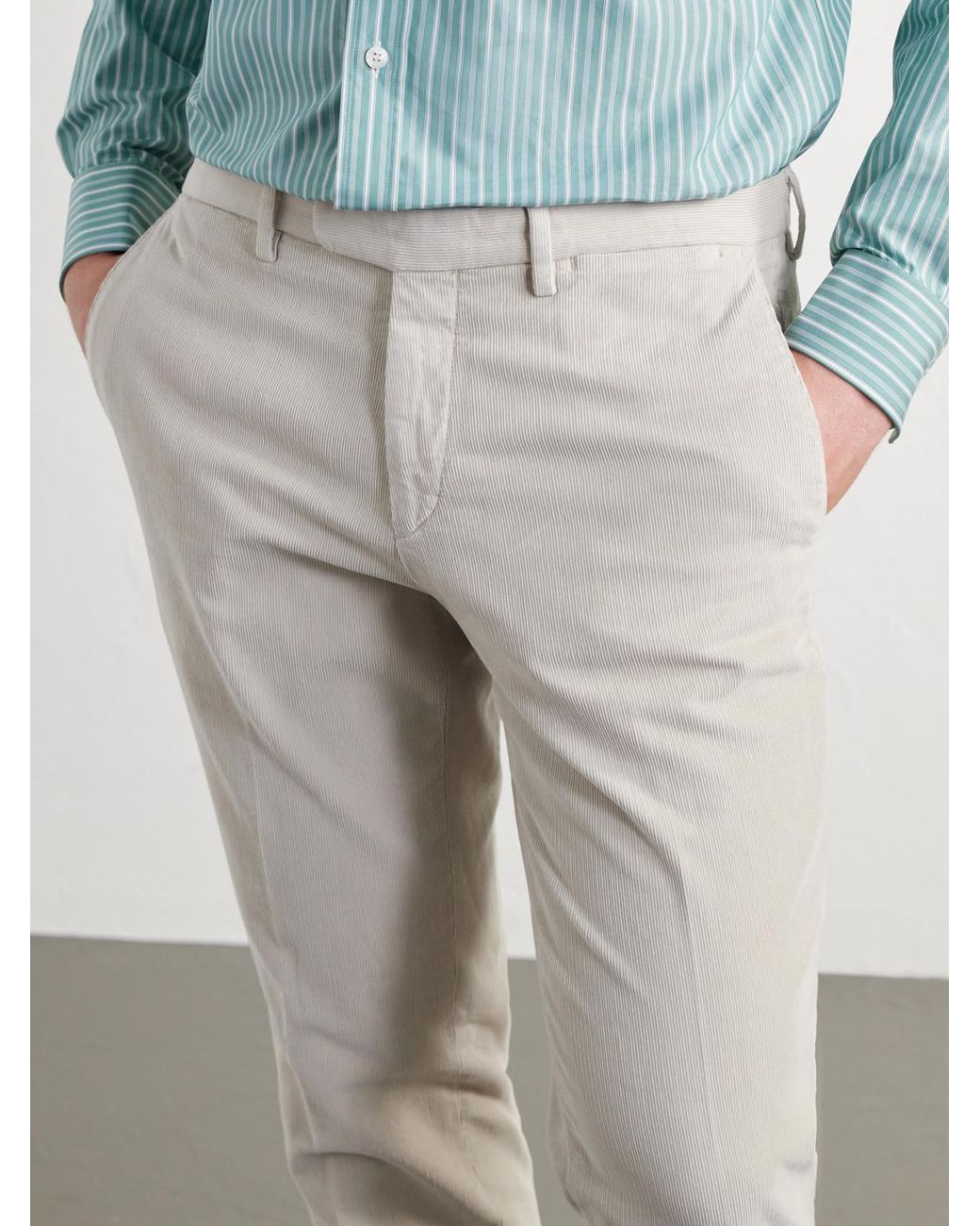 Boglioli White Straight-Leg Cotton-Blend Corduroy Suit Trousers for men