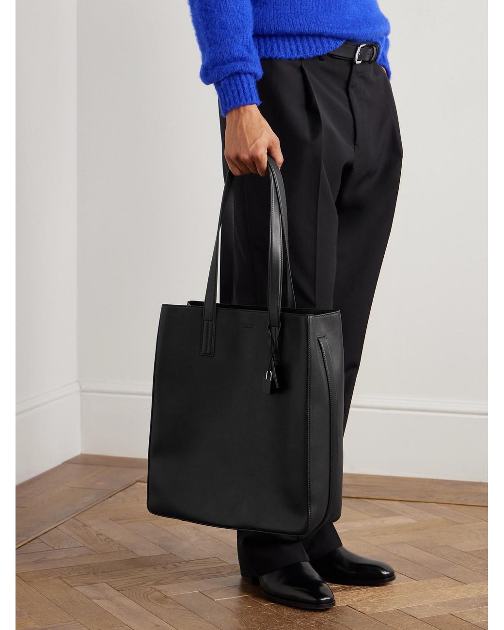 Tom Ford Black Leather Tote Bag for men