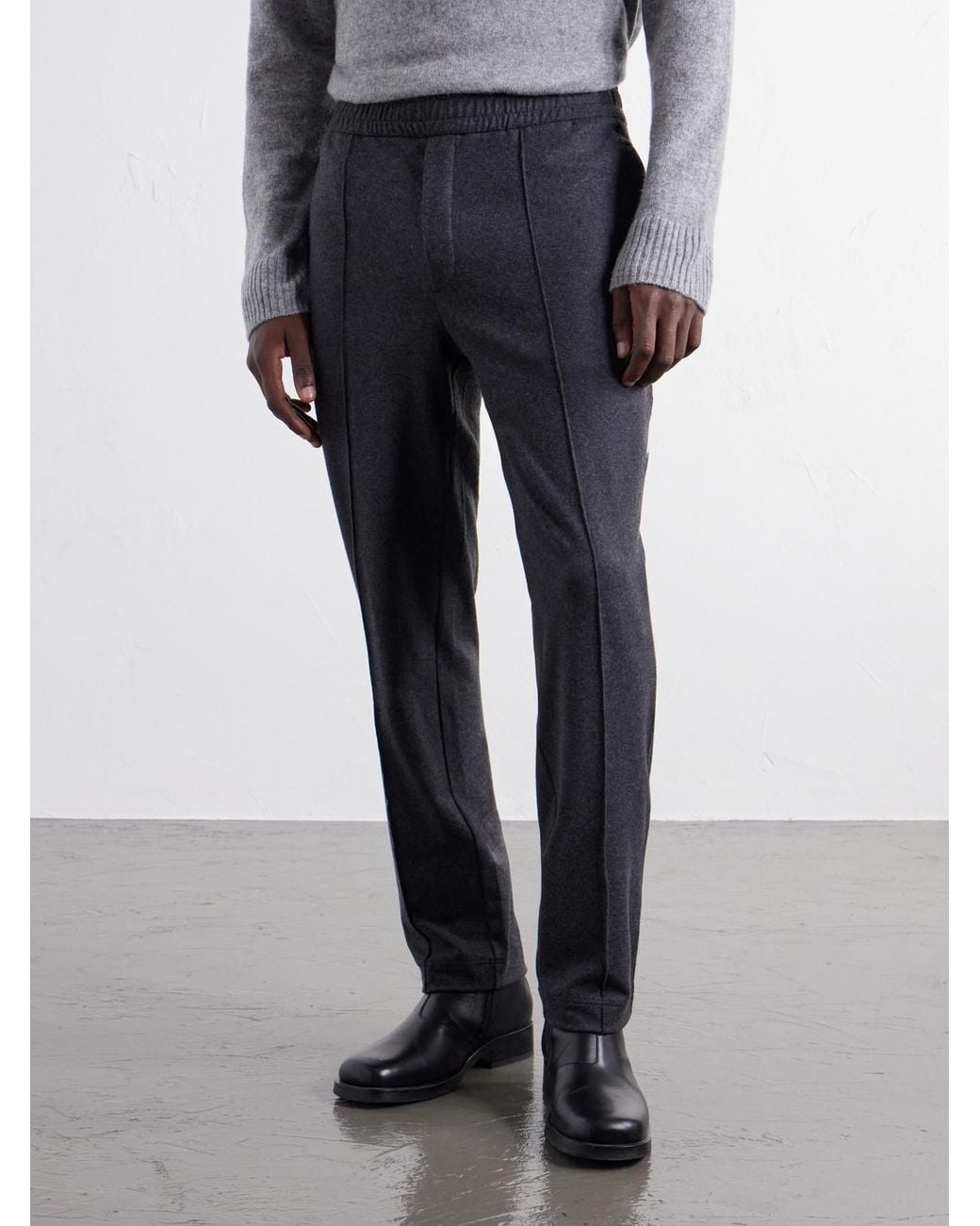 Moncler Gray Straight-Leg Mélange Stretch-Flannel Sweatpants for men