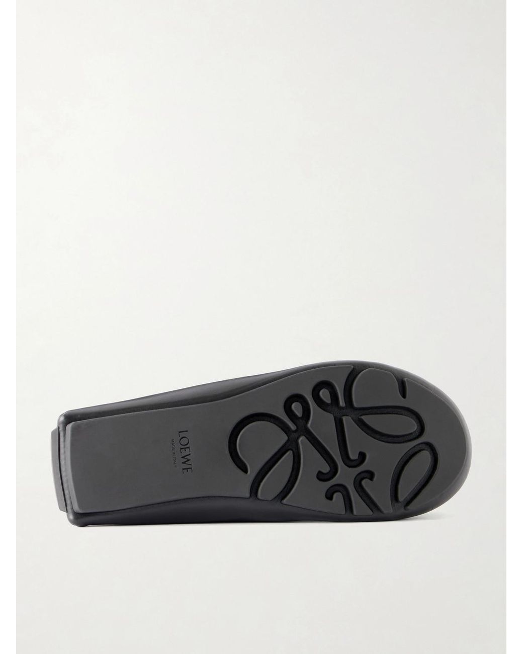 Loewe Black Rambla Leather Boat Shoes for men