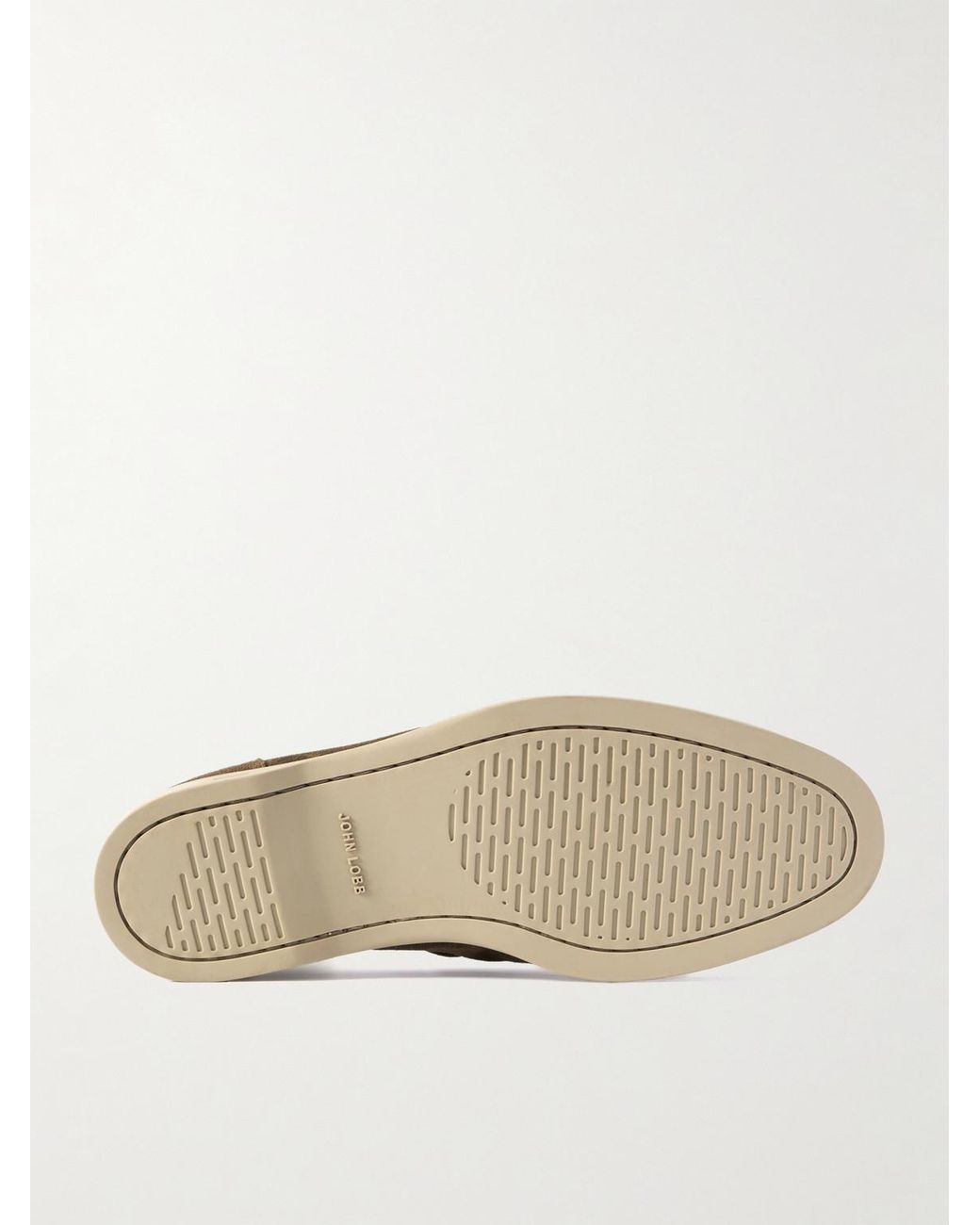 John Lobb Green Foil Suede Boat Shoes for men