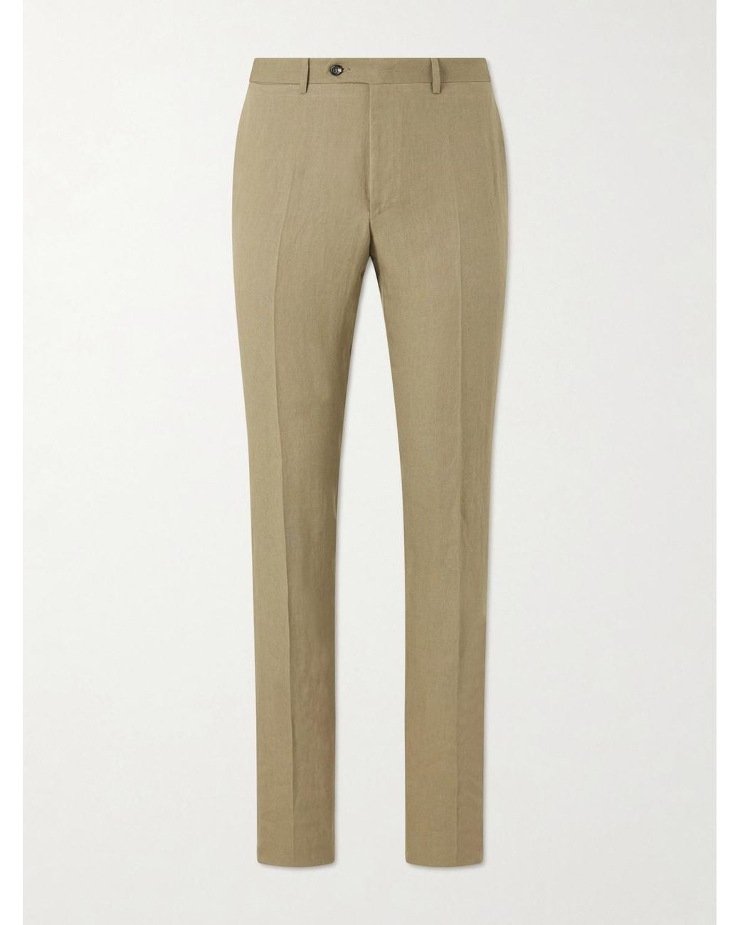 Canali Natural Straight-Leg Linen Suit Trousers for men