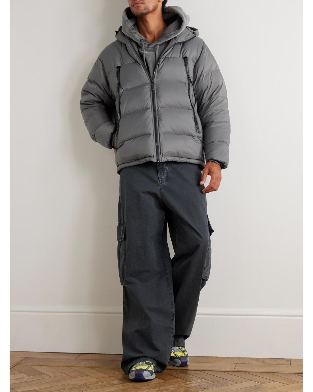 FRIZMWORKS Altavia Daunenjacke aus gestepptem Nylon mit Kapuze in Gray für Herren