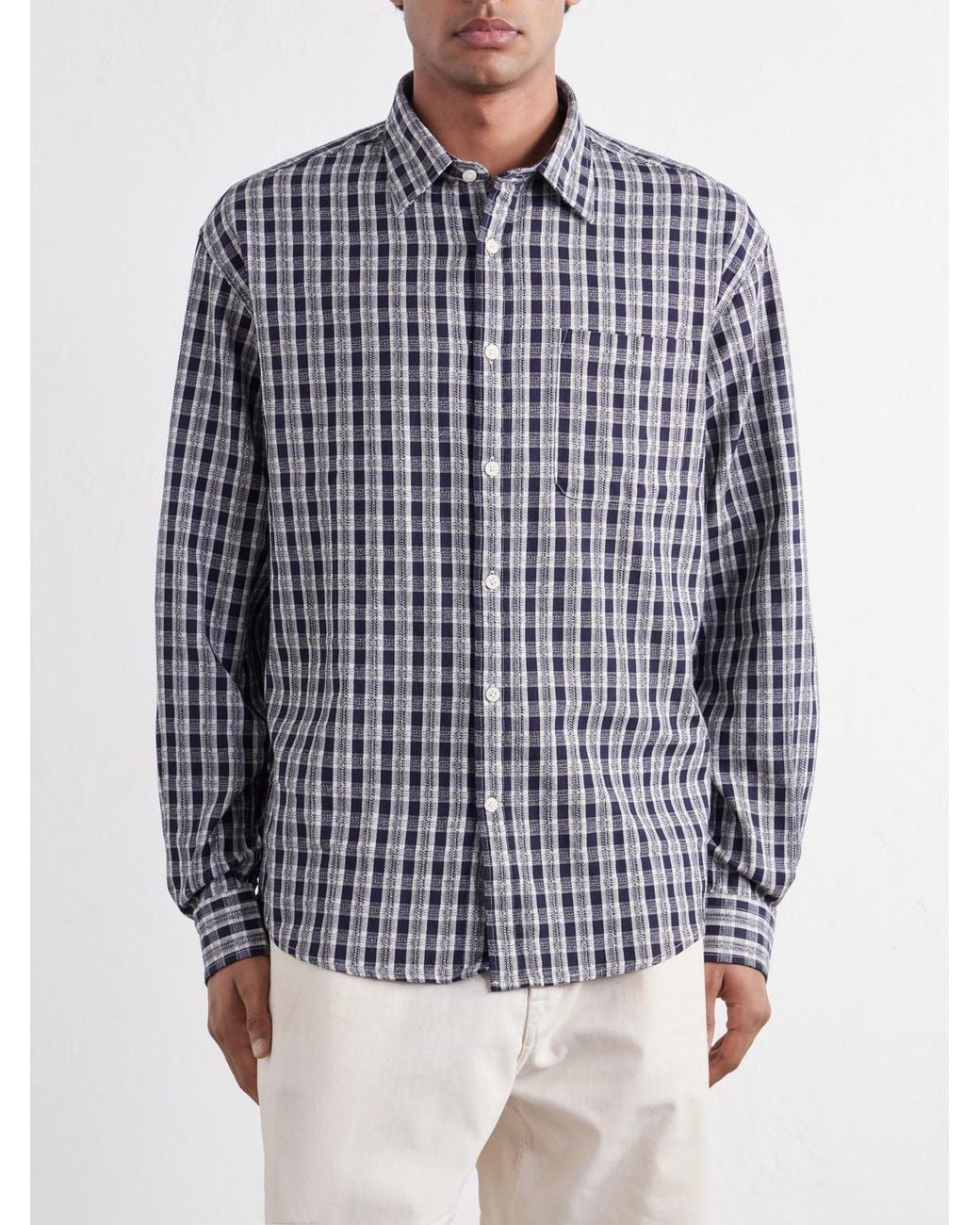 NN07 Blue Deon 50007 Checked Organic Cotton Shirt for men