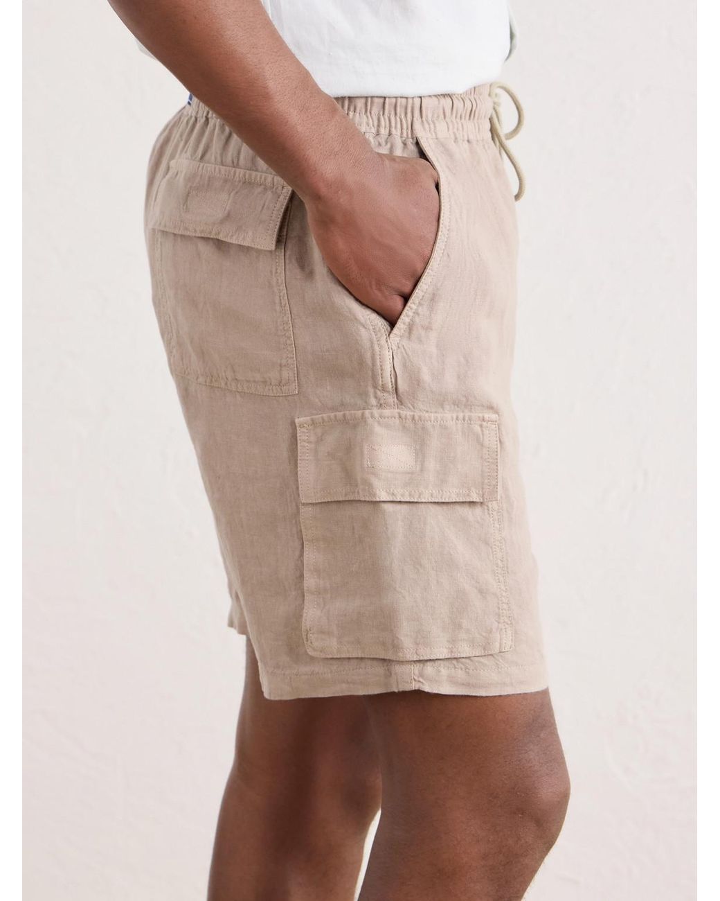 Vilebrequin Natural Baie Straight-Leg Linen Drawstring Cargo Shorts for men