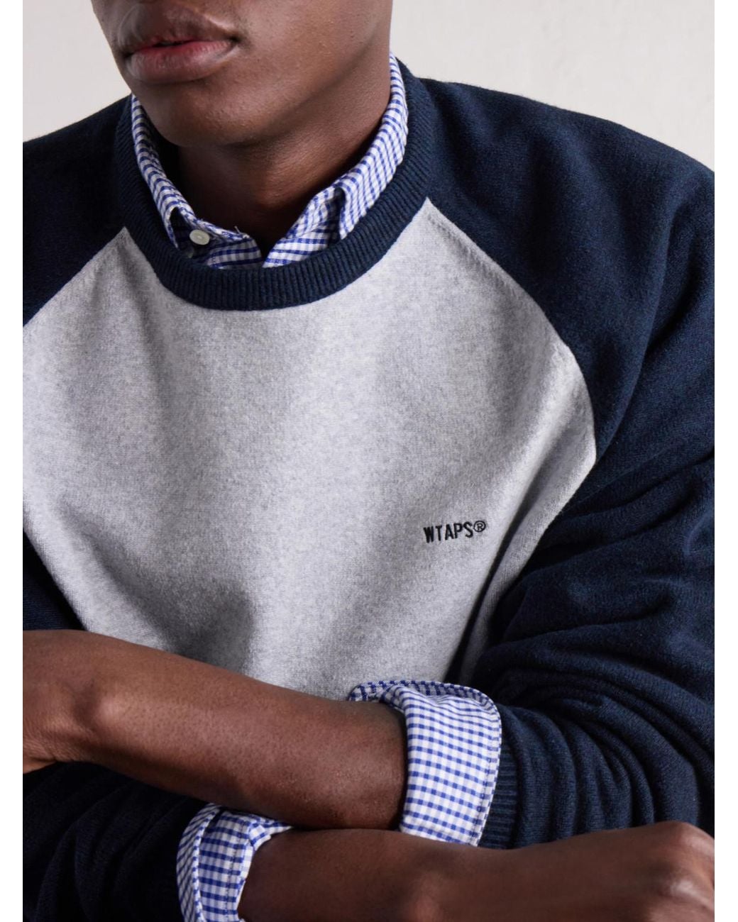 (w)taps Blue Ian Logo-embroidered Cotton-blend Sweater for men