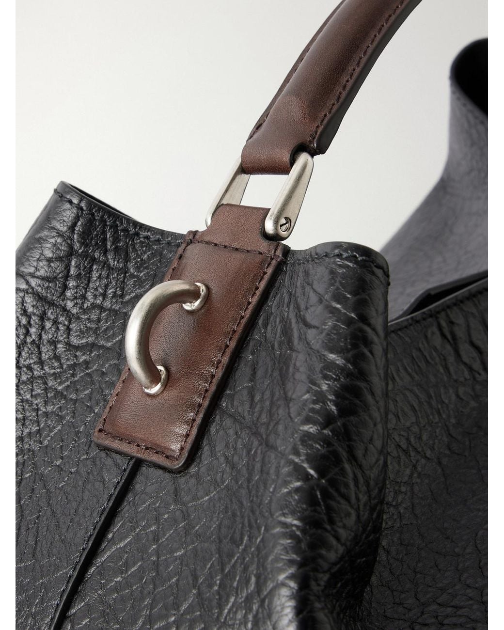 Dries Van Noten Black Leather Tote Bag for men