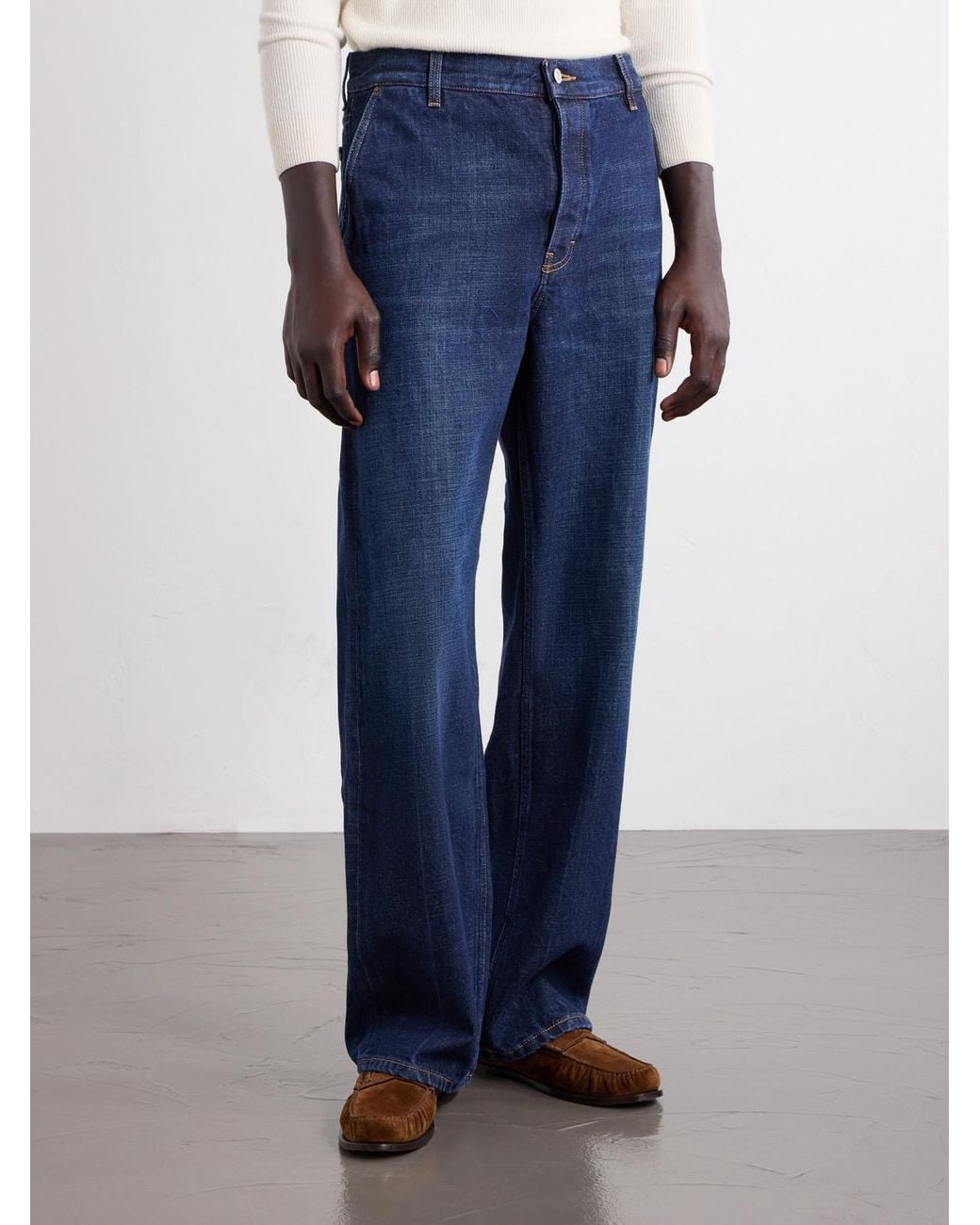 Jeanerica Blue Genua Straight-Leg Mid-Waist Cotton Jeans for men