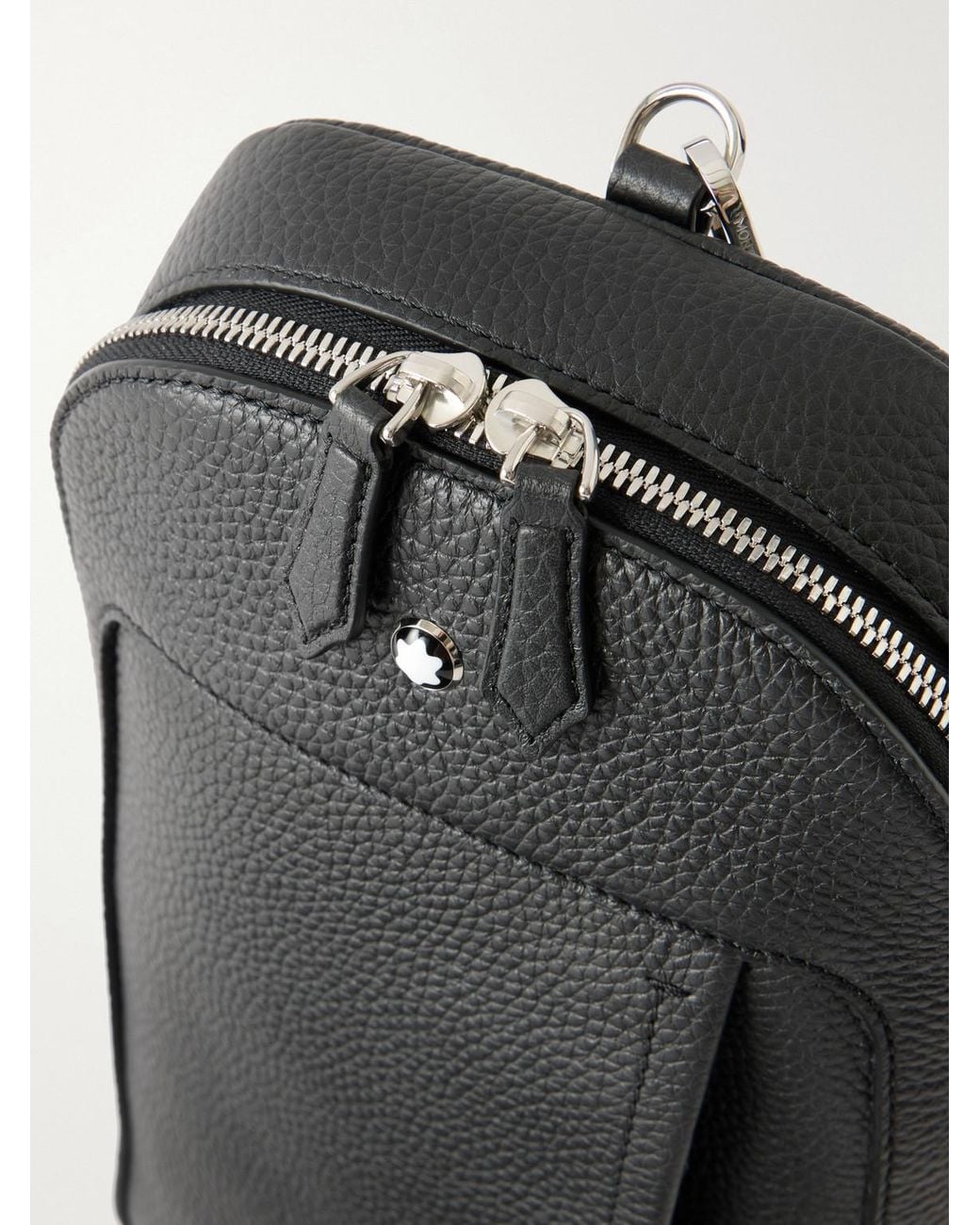 Montblanc Black Companion Logo-Appliquéd Full-Grain Leather Messenger Bag for men