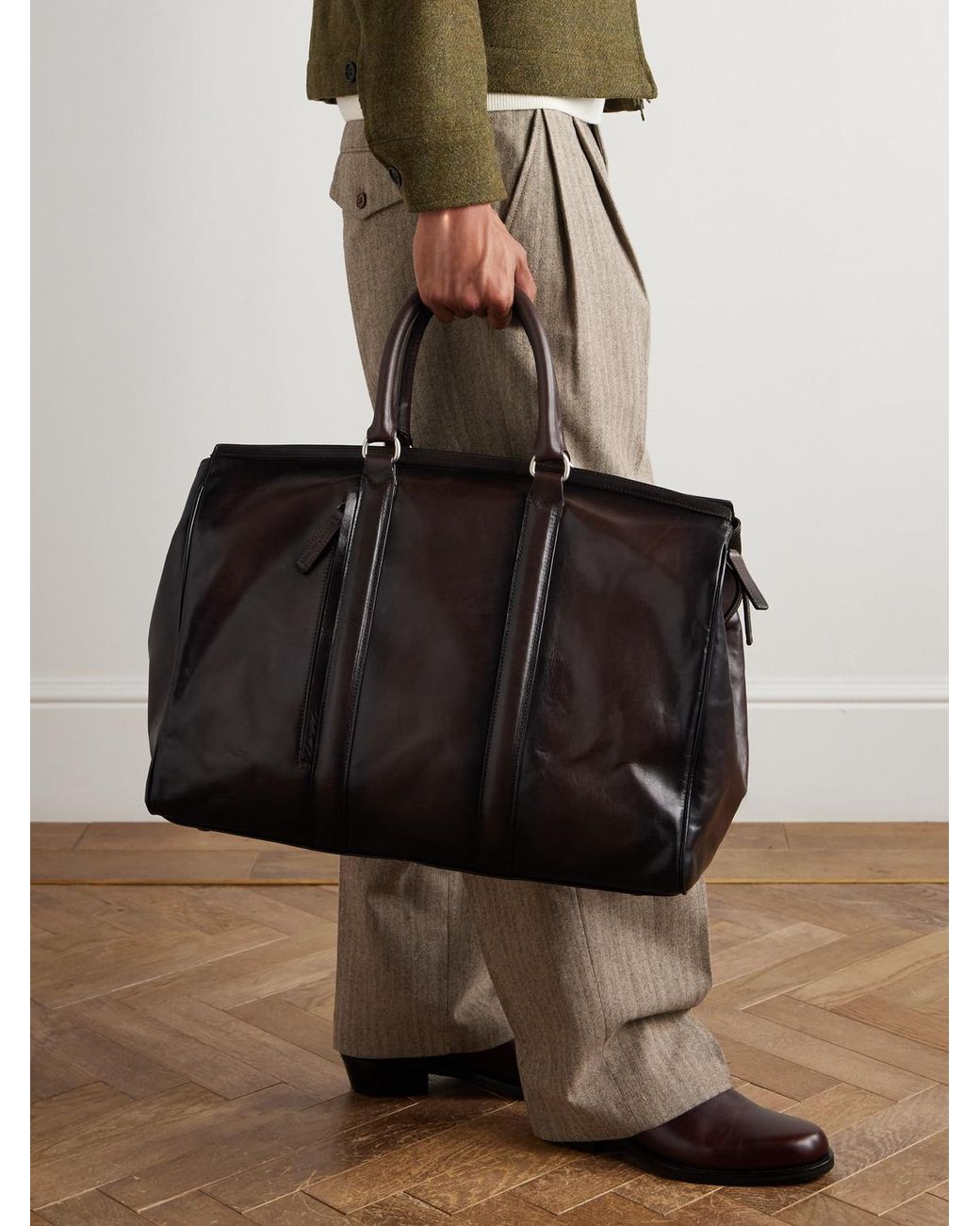 Officine Creative Black Quentin 009 Leather Weekend Bag for men
