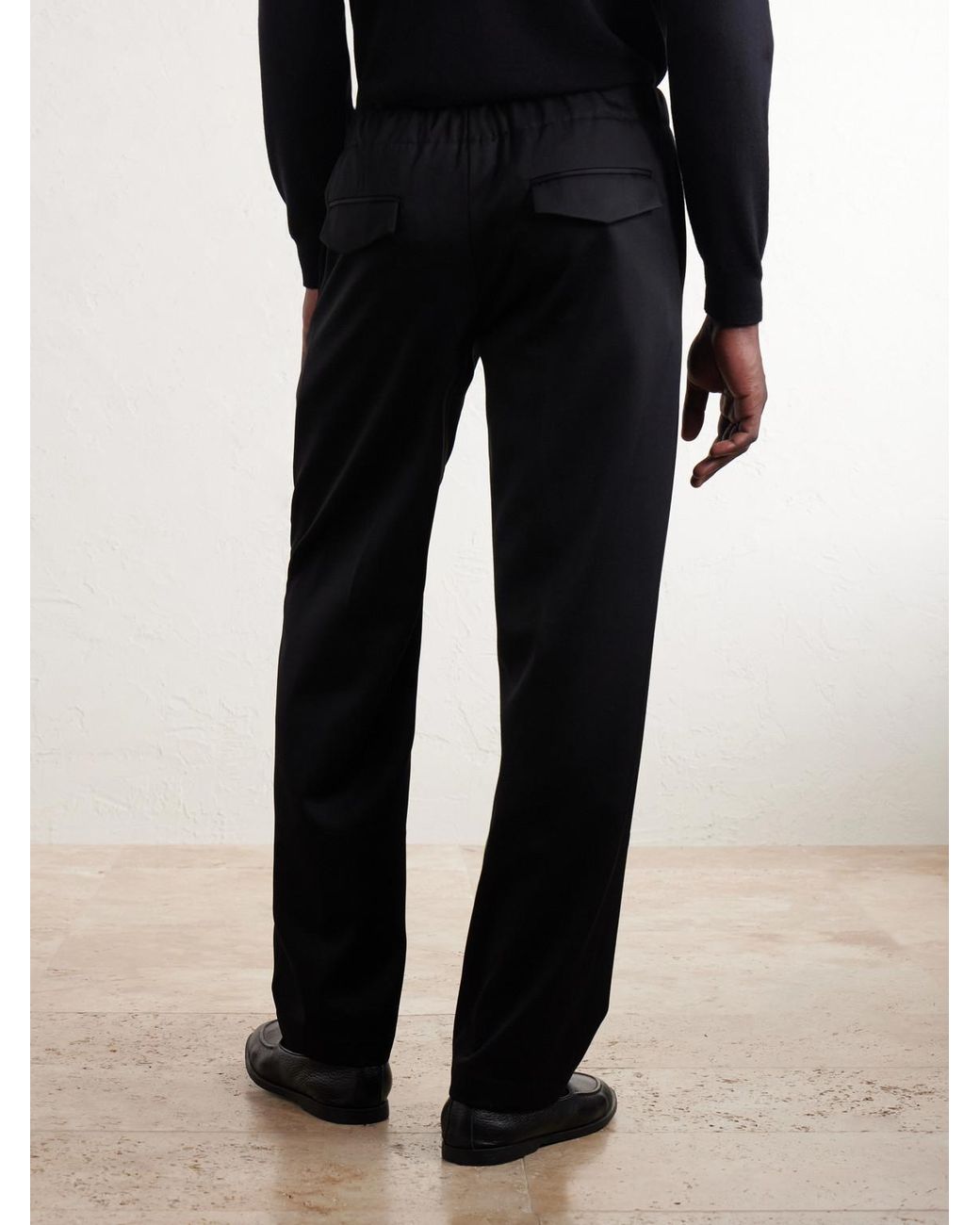 Lardini Black Mid-rise Straight-leg Wool-twill Suit Trousers for men