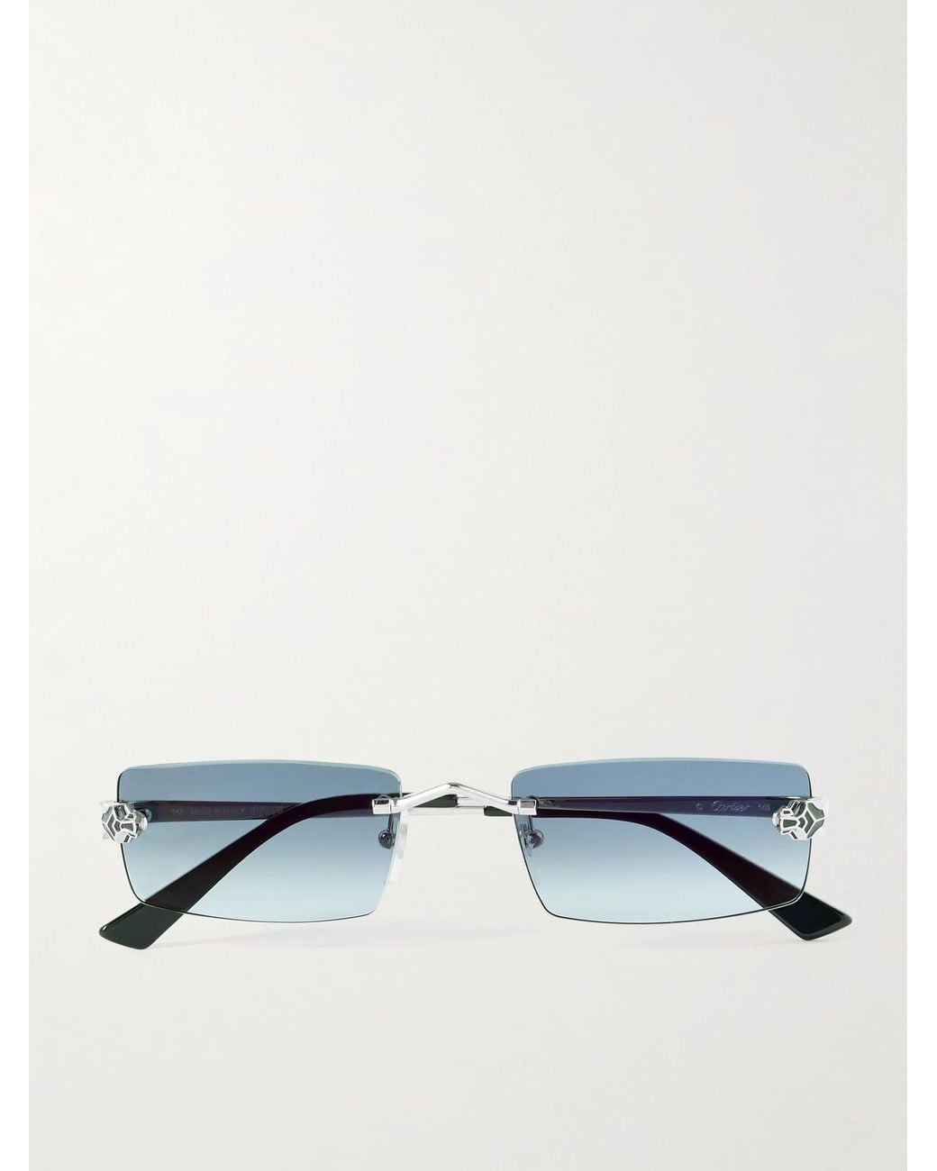 Cartier Blue Panthère De Cartier Square-frame Rimless Acetate And Silver-tone Sunglasses for men