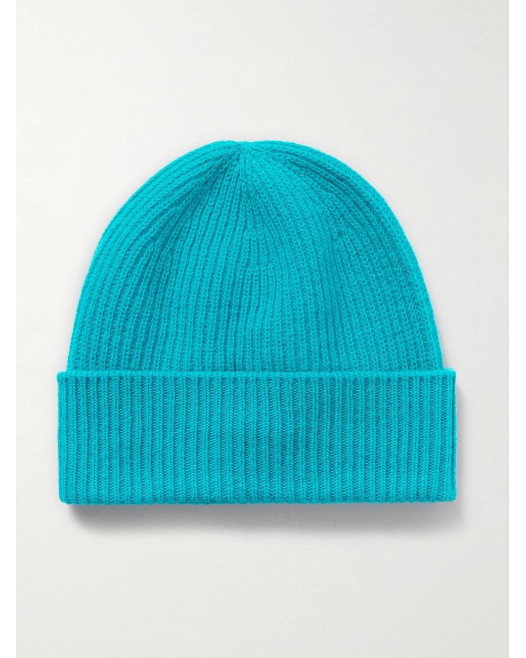 Moncler Blue Appliquéd Ribbed Virgin Wool And Cashmere-Blend Beanie for men