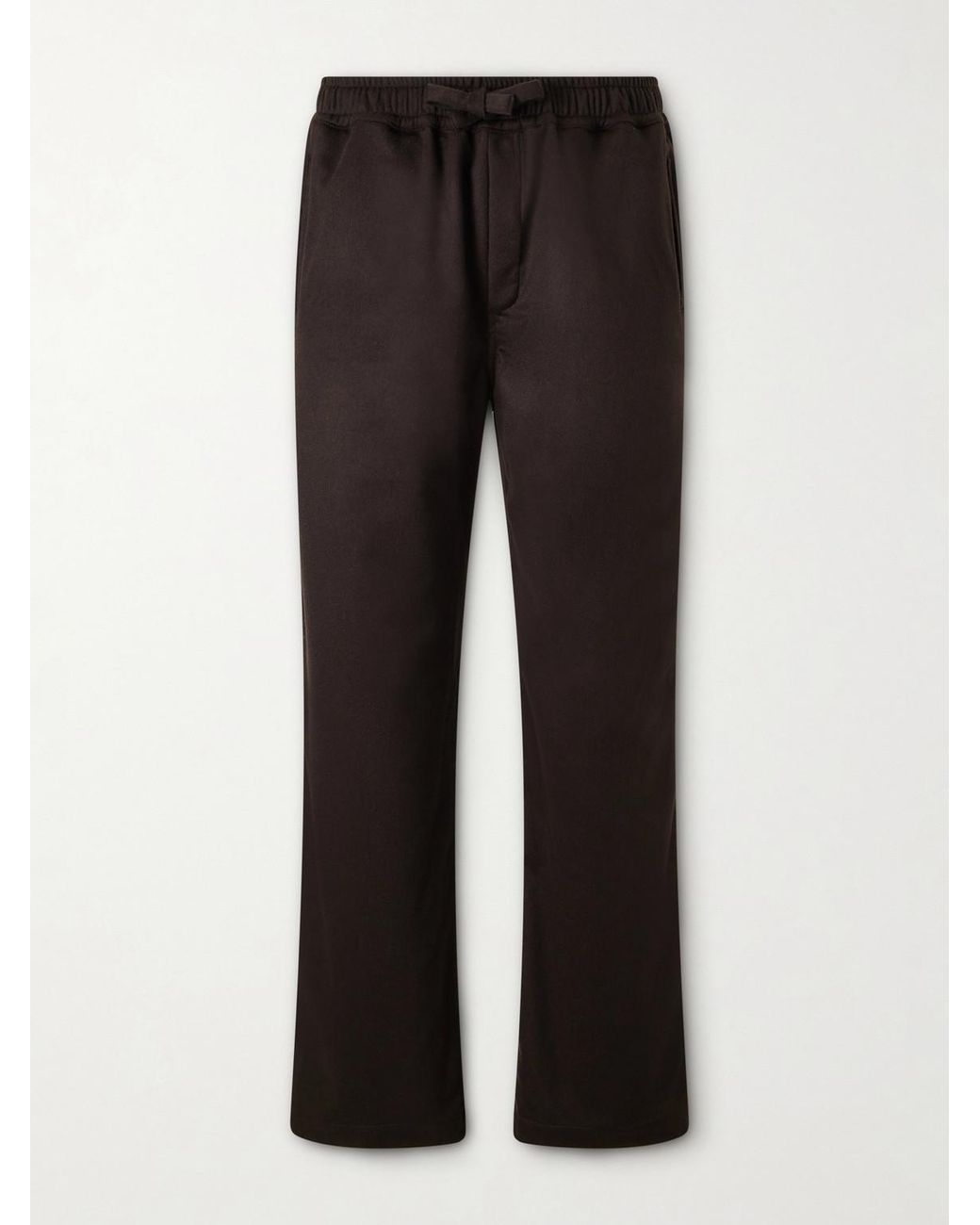 Saman Amel Black Straight-Leg Cashmere Drawstring Trousers for men