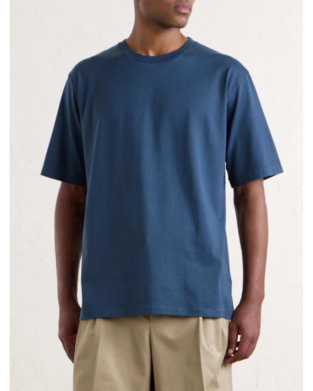 Auralee Blue Luster Cotton-jersey T-shirt for men