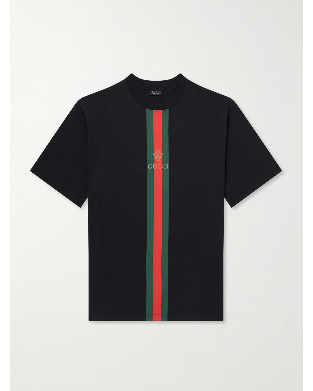 Gucci Blue Webbing-printed Cotton-jersey T-shirt for men