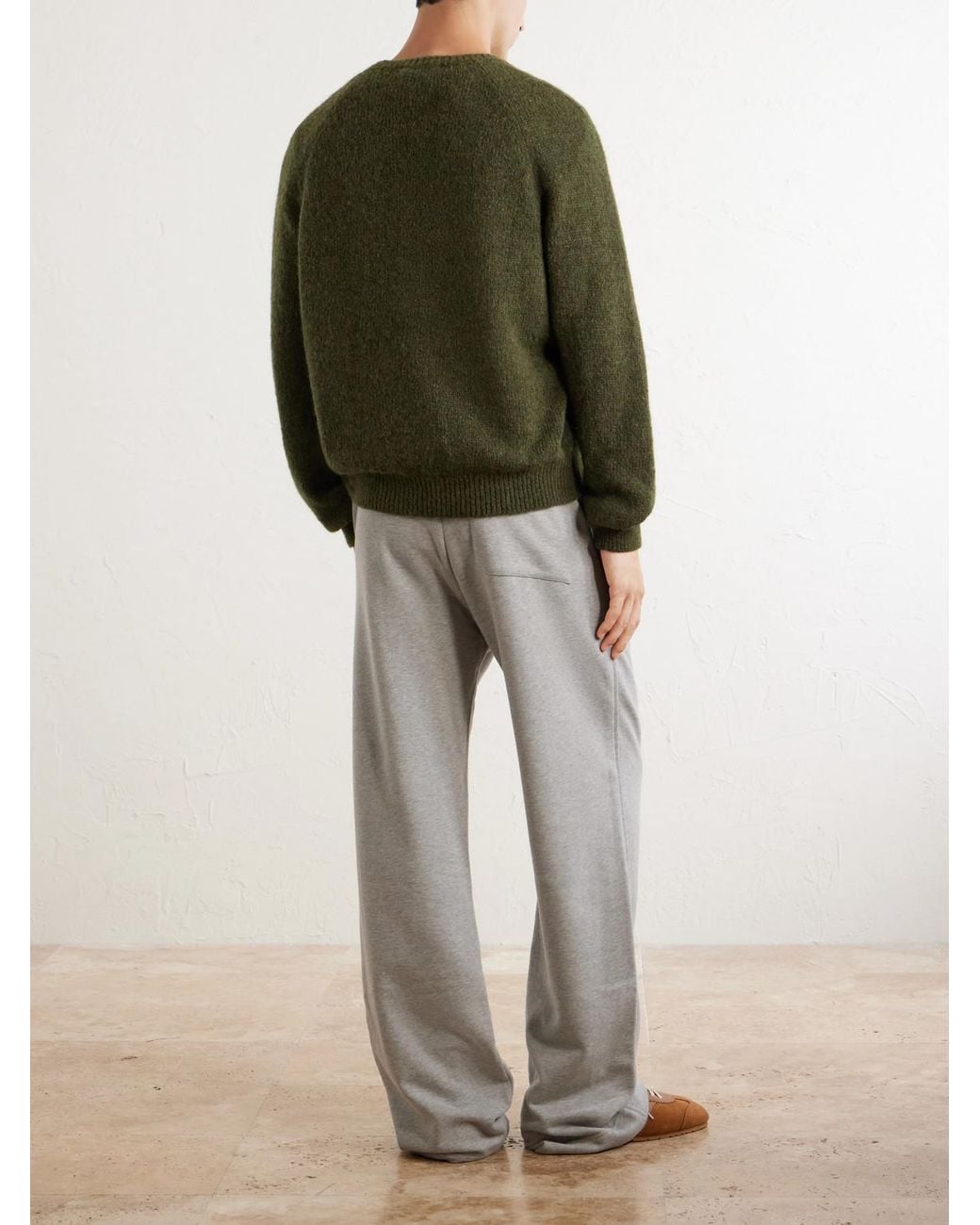 Dries Van Noten Green Brushed Alpaca-Blend Sweater for men