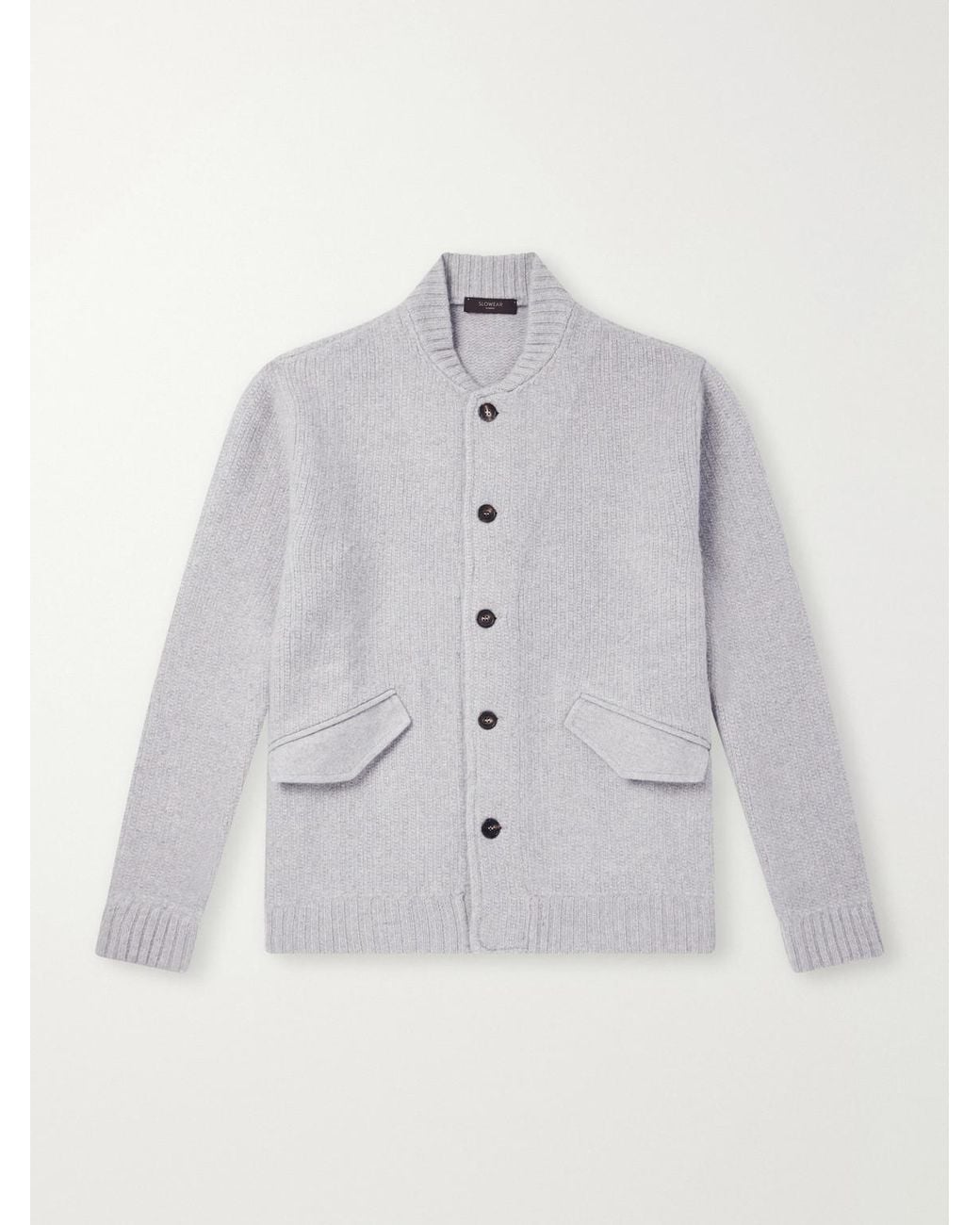 Slowear White Zanone Wool And Cashmere-blend Knitted Bomber Jacket for men
