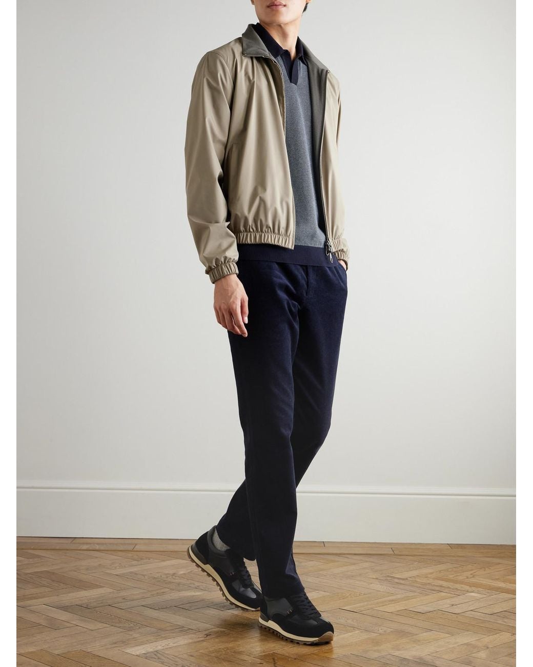 Mr P. Blue Edwin Tapered Cotton-corduroy Drawstring Trousers for men