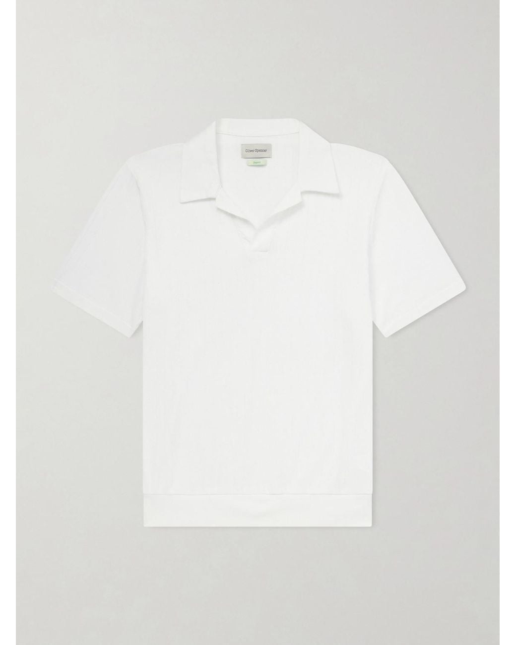 Oliver Spencer White Westcott Open-Collar Organic Cotton Polo Shirt for men