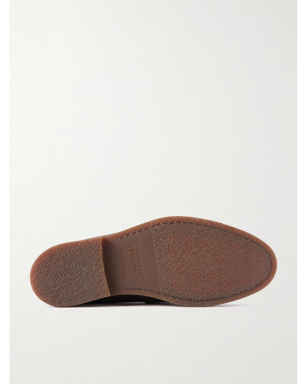 Brunello Cucinelli Brown Flex Waxed-suede Penny Loafers for men