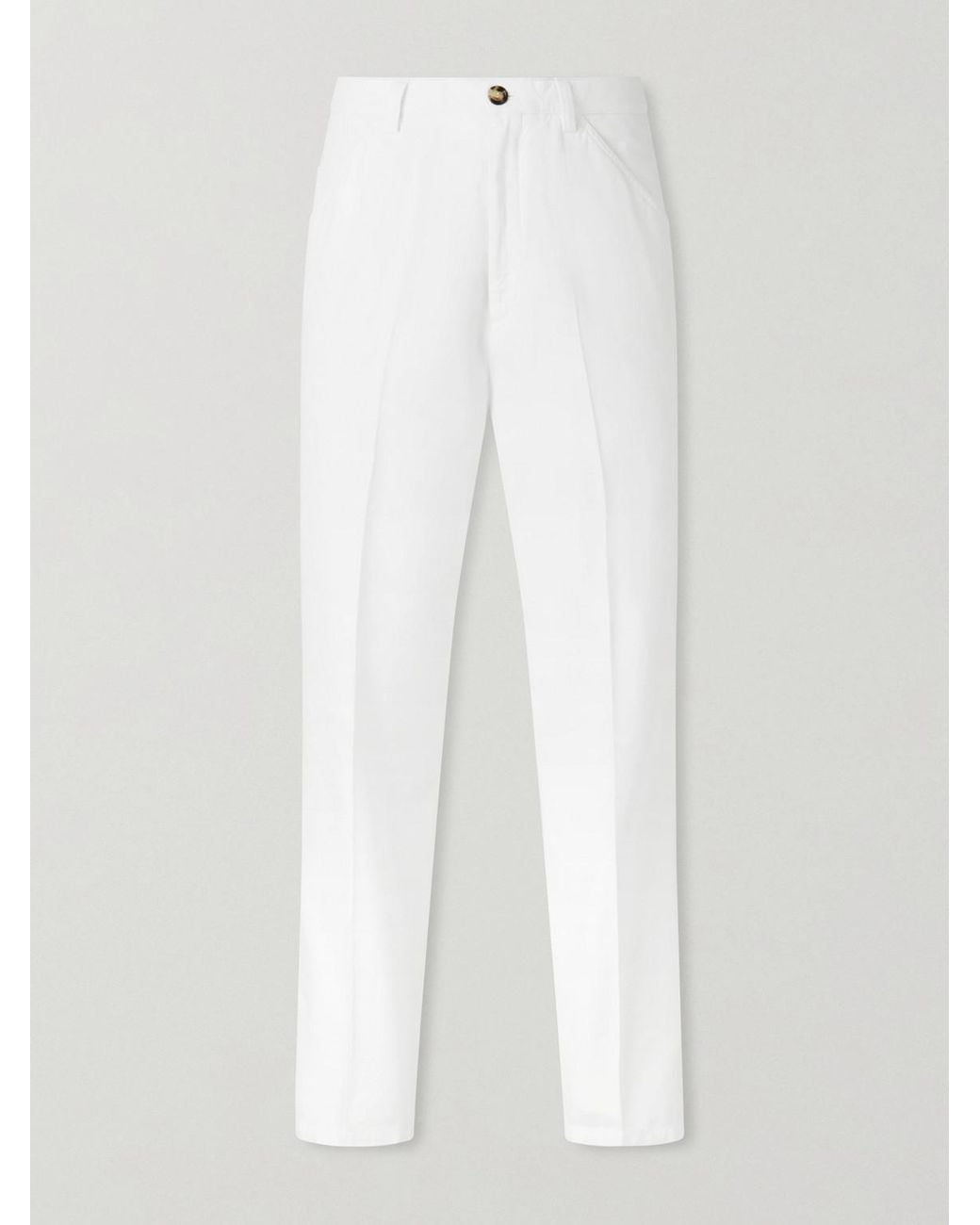 Brunello Cucinelli White Straight-Leg Cotton Chinos for men
