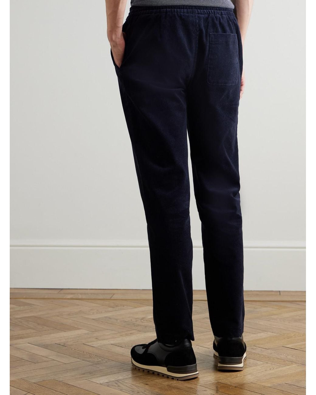 Mr P. Blue Edwin Tapered Cotton-corduroy Drawstring Trousers for men