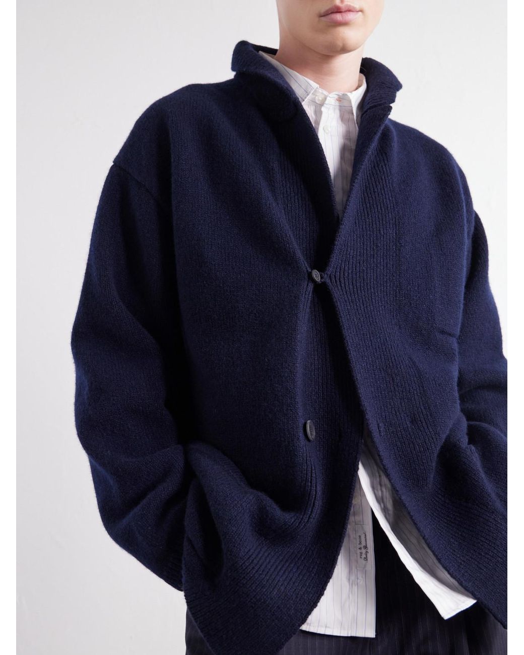Inis Meáin Blue Wool And Cashmere-Blend Cardigan for men