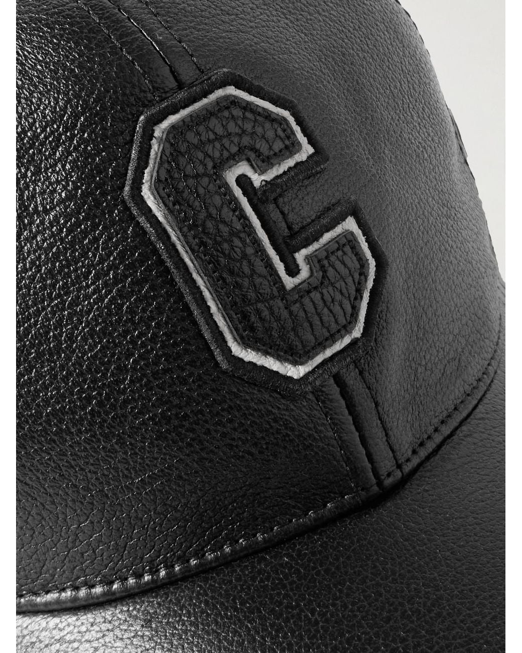Logo-Appliquéd Embroidered Full-Grain Leather Baseball Cap di Céline in Black da Uomo