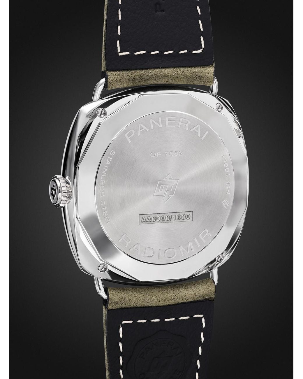 Panerai Black Radiomir Officine Automatic 45mm Stainless Steel And Suede Watch for men