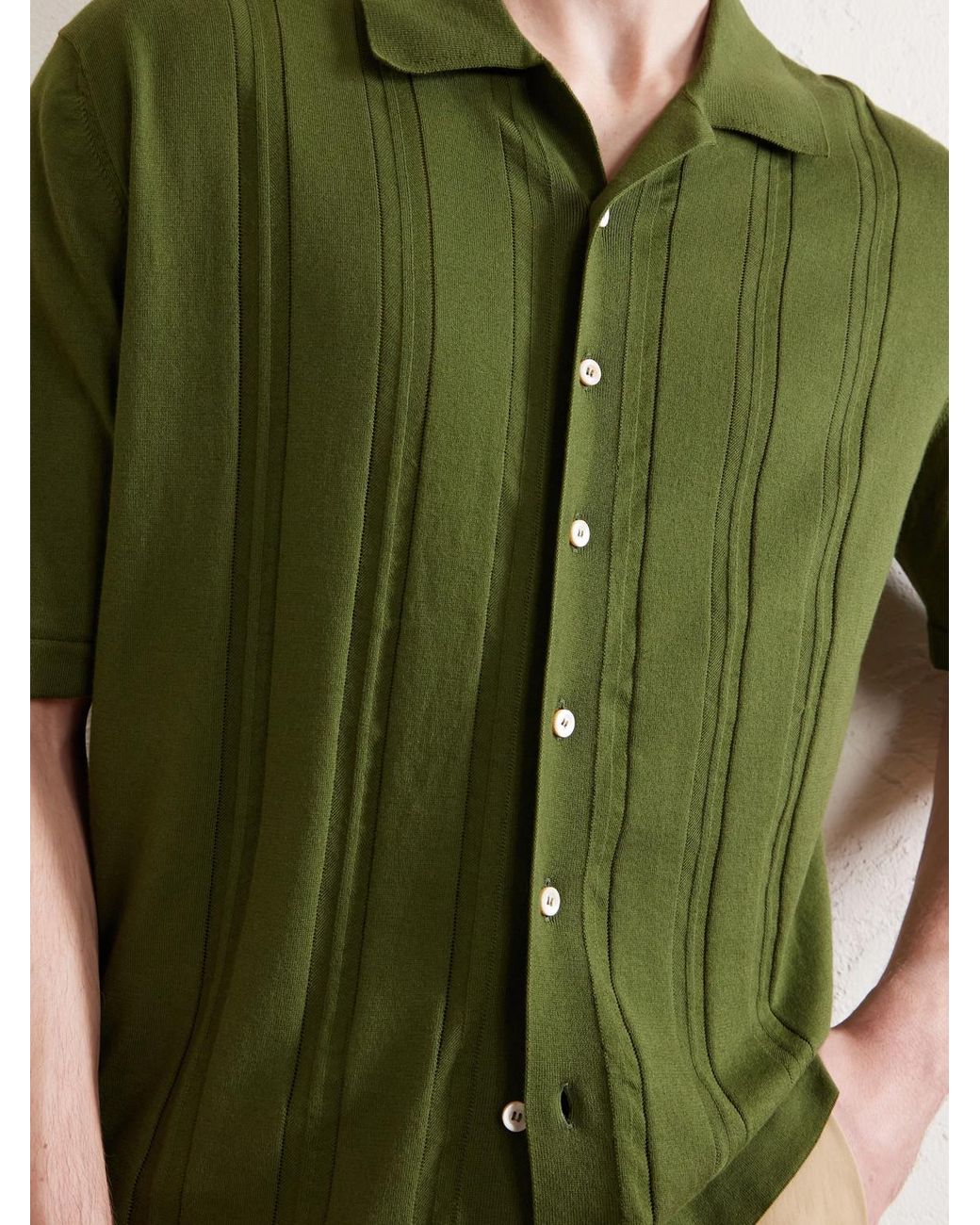 Piacenza 1733 Green Knitted Cotton Shirt for men