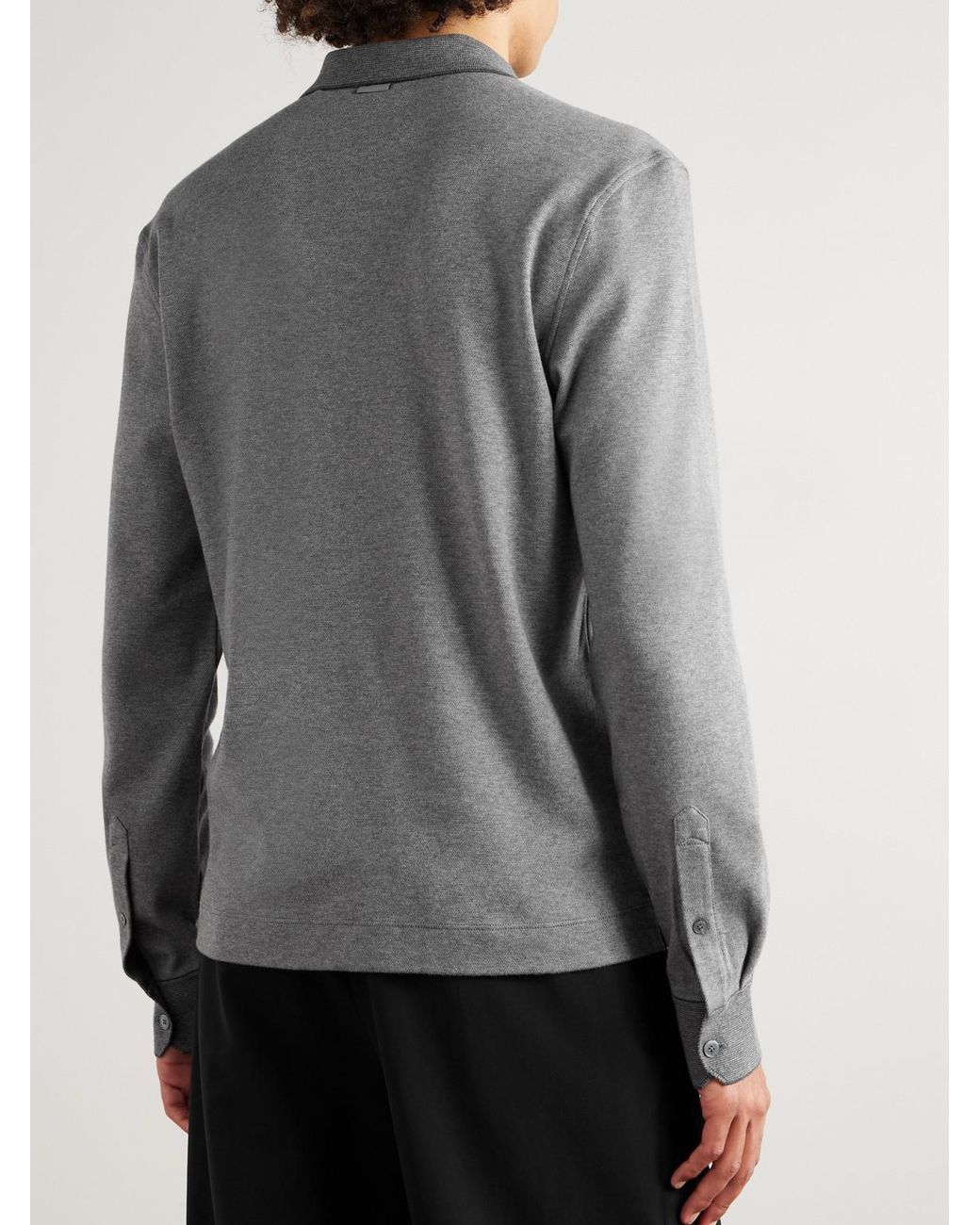 Zegna Gray Cotton-Piqué Polo Shirt for men