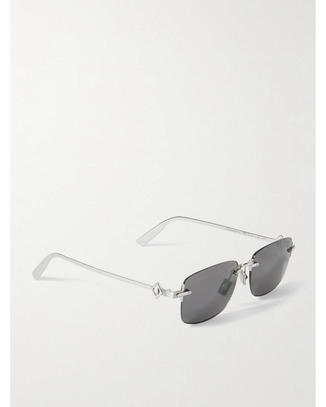 Dior Gray Cd Diamond S11U Square-Frame Rimless-Tone Metal Sunglasses for men