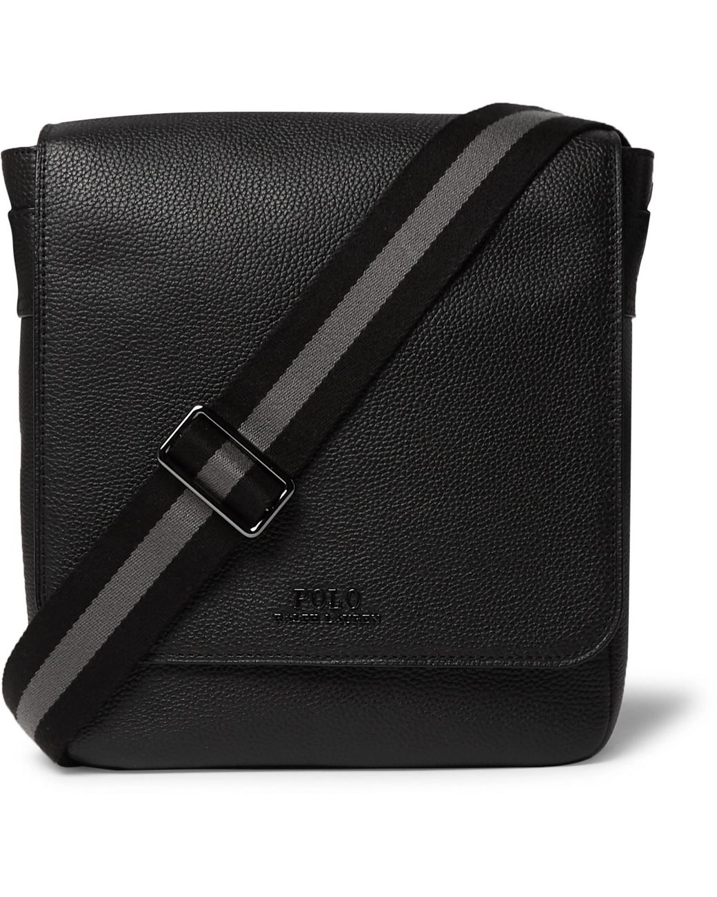 Polo Ralph Lauren Pebble-grain Leather Messenger Bag in Black for Men | Lyst