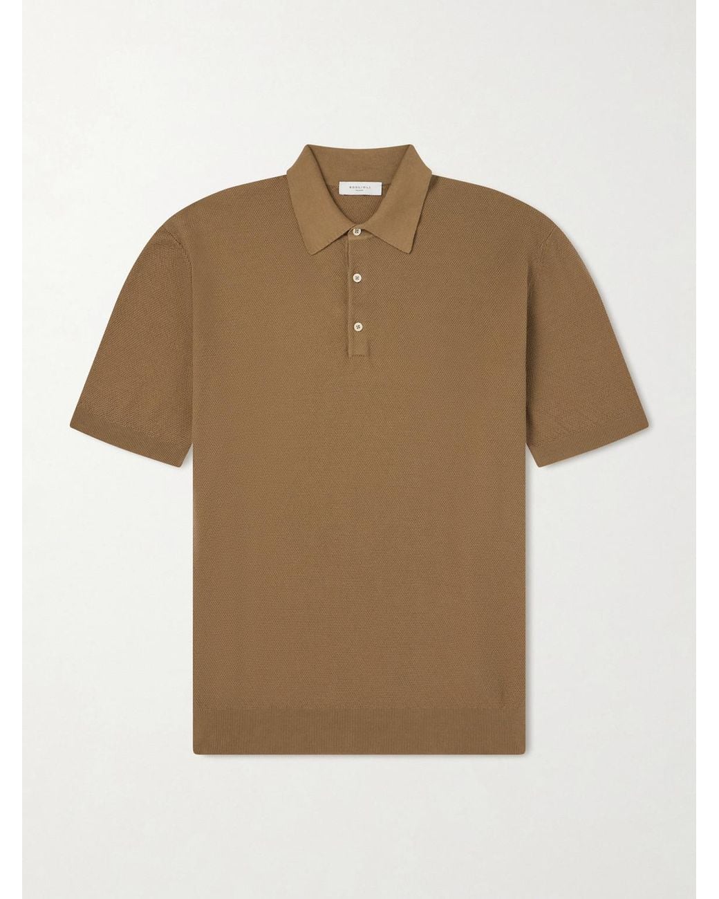 Boglioli Brown Cotton-Piqué Polo Shirt for men