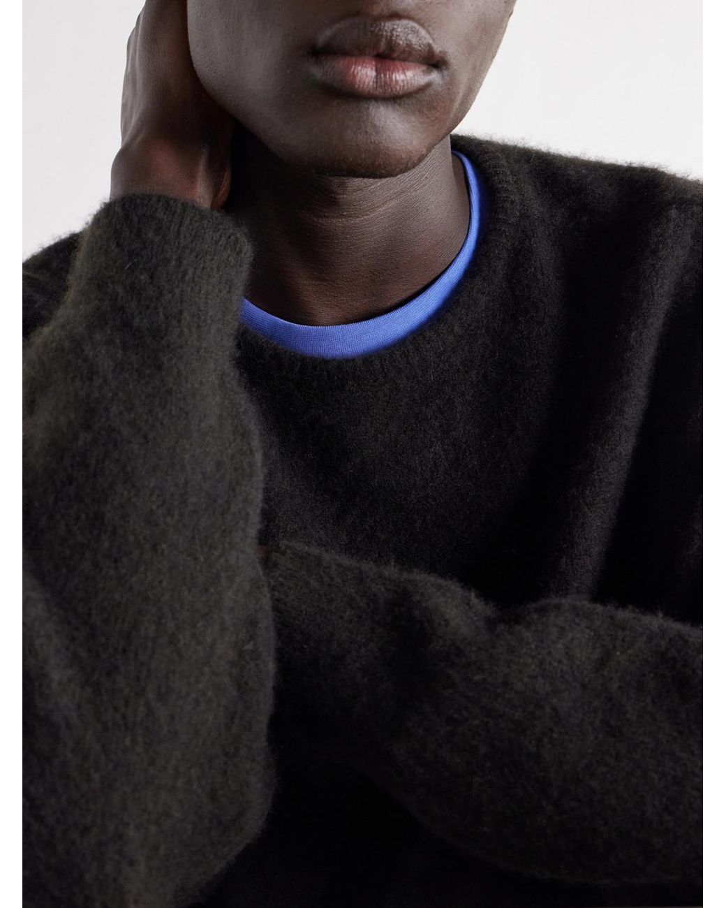 A.PRESSE Black Brushed Cashmere Sweater for men