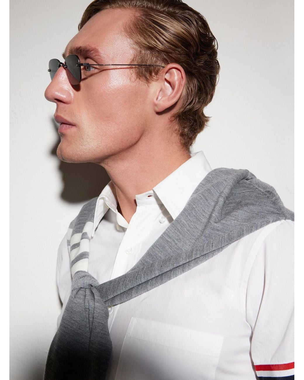 Thom Browne Blue Square-Frame Titanium Sunglasses for men